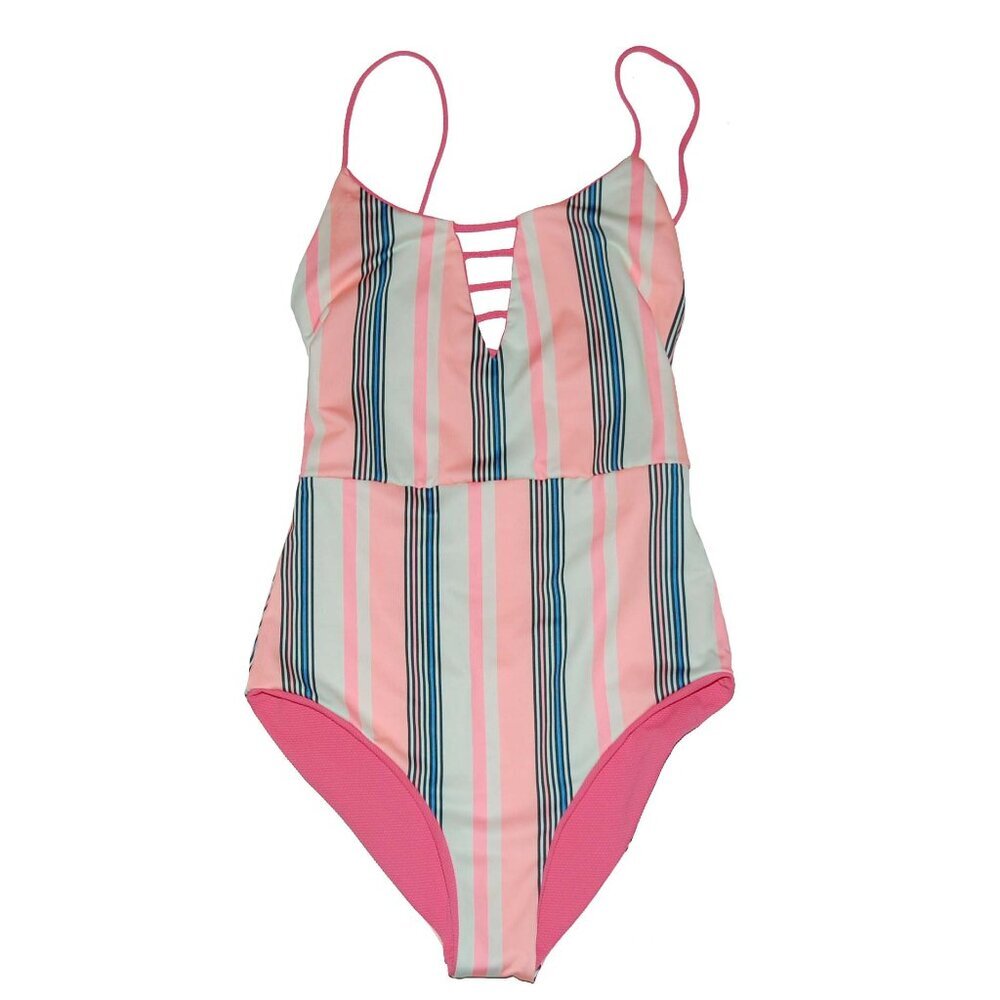 NWT Maaji Stripe Reversible One Piece Lattice Back Swimsuit Small S